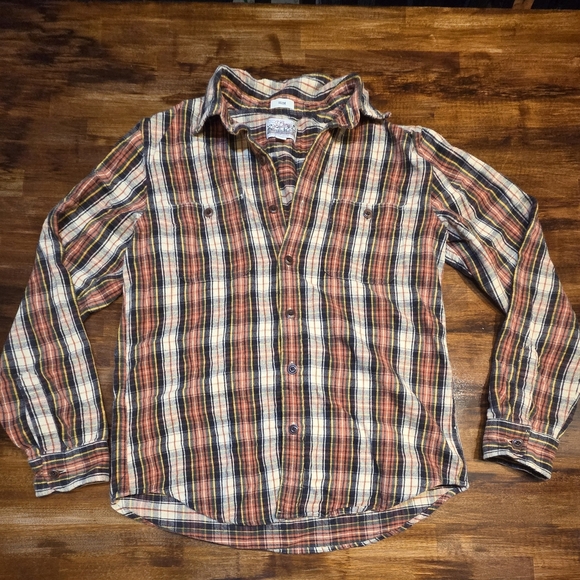 J. Crew Other - J Crew California Midweight Flannel Button Orange Plaid Slim Mens M Lumberjack